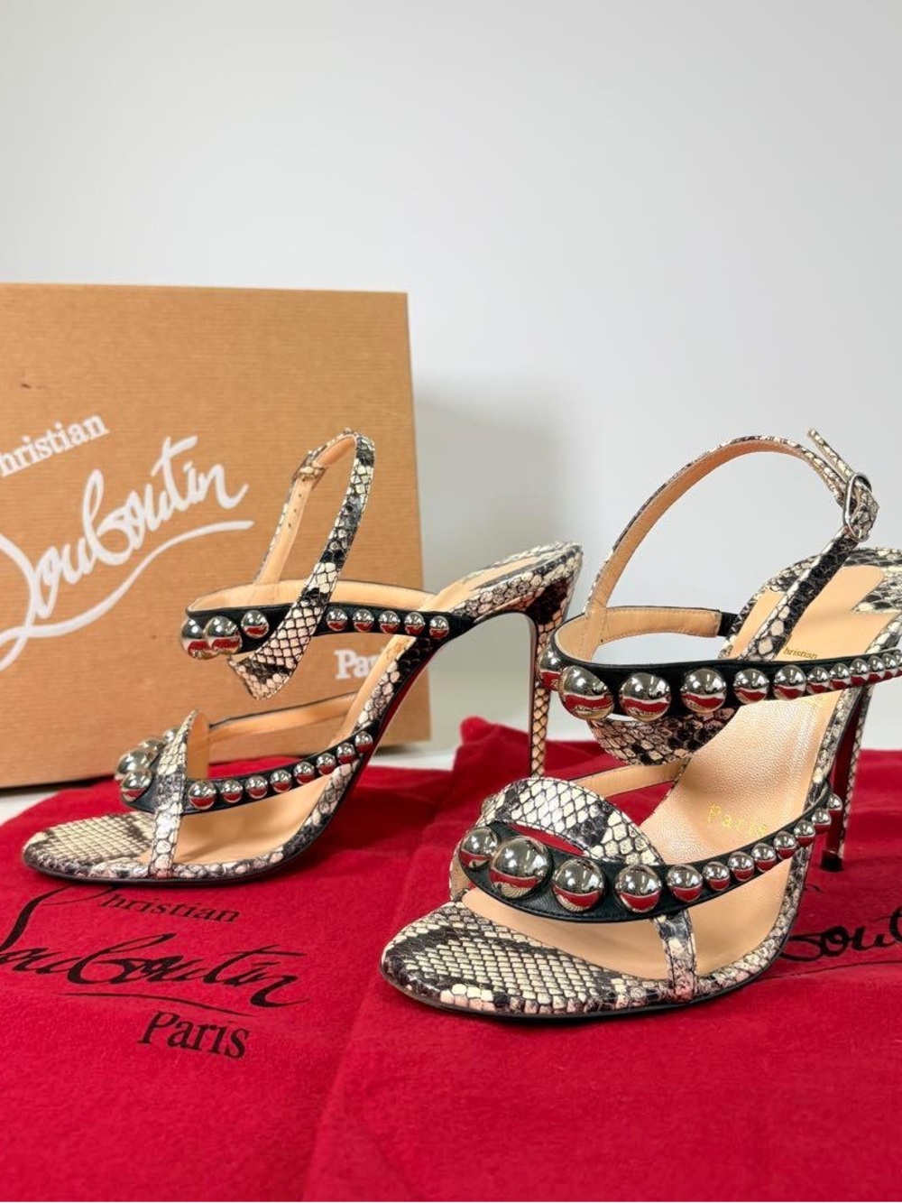 Christian Louboutin Galeria Python Sandals 38
